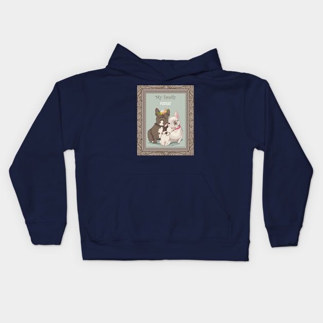 Bulldog Family Kids Hoodie by EveFarb